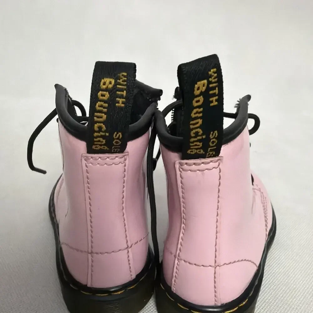 Dr. Martens 1460 T Combat Lace-Up Boots Pale Pink Patent Kids Toddler Size 9